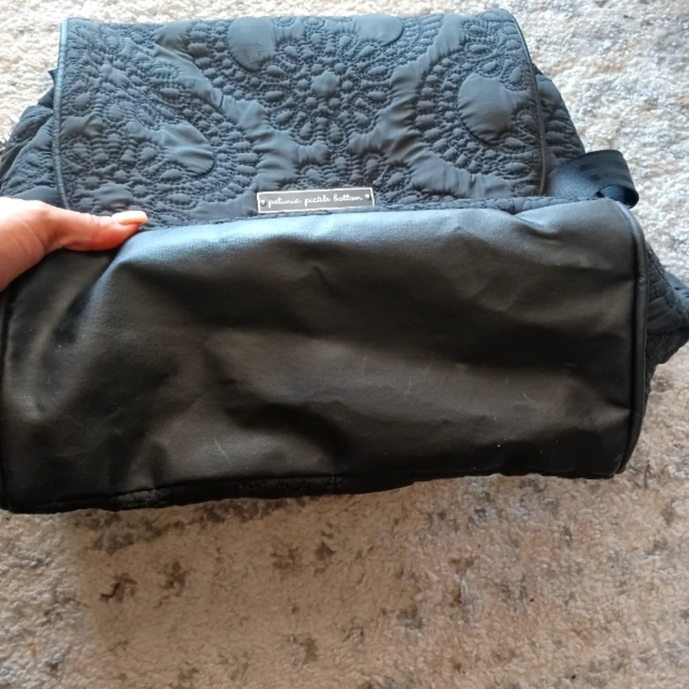 Petunia Pickle Bottom Embossed Black Diaper Bag
